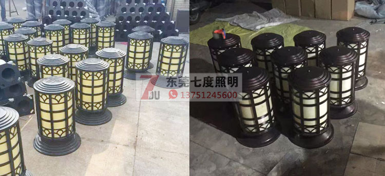 91香蕉视频在线下载照明(QDZTD-009)户外圆柱仿云石柱头灯生产实拍图片